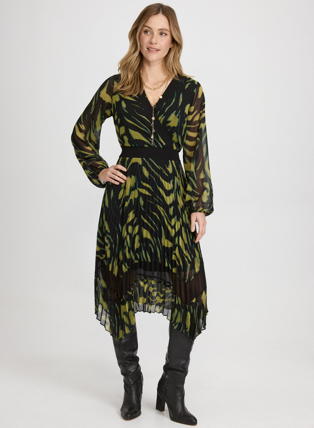 Pleated Chiffon Dress
