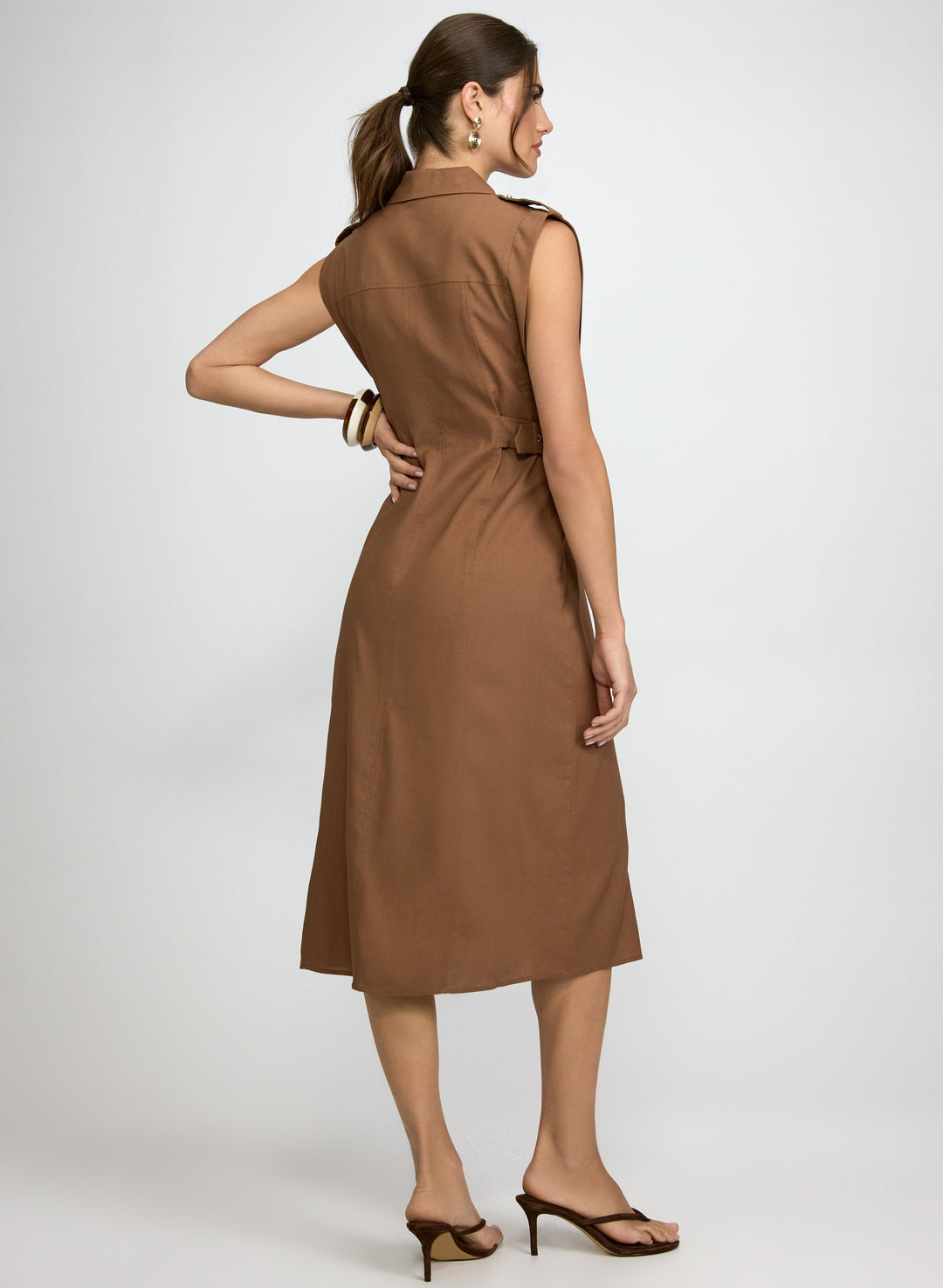 Sleeveless Button-Down Midi Dress