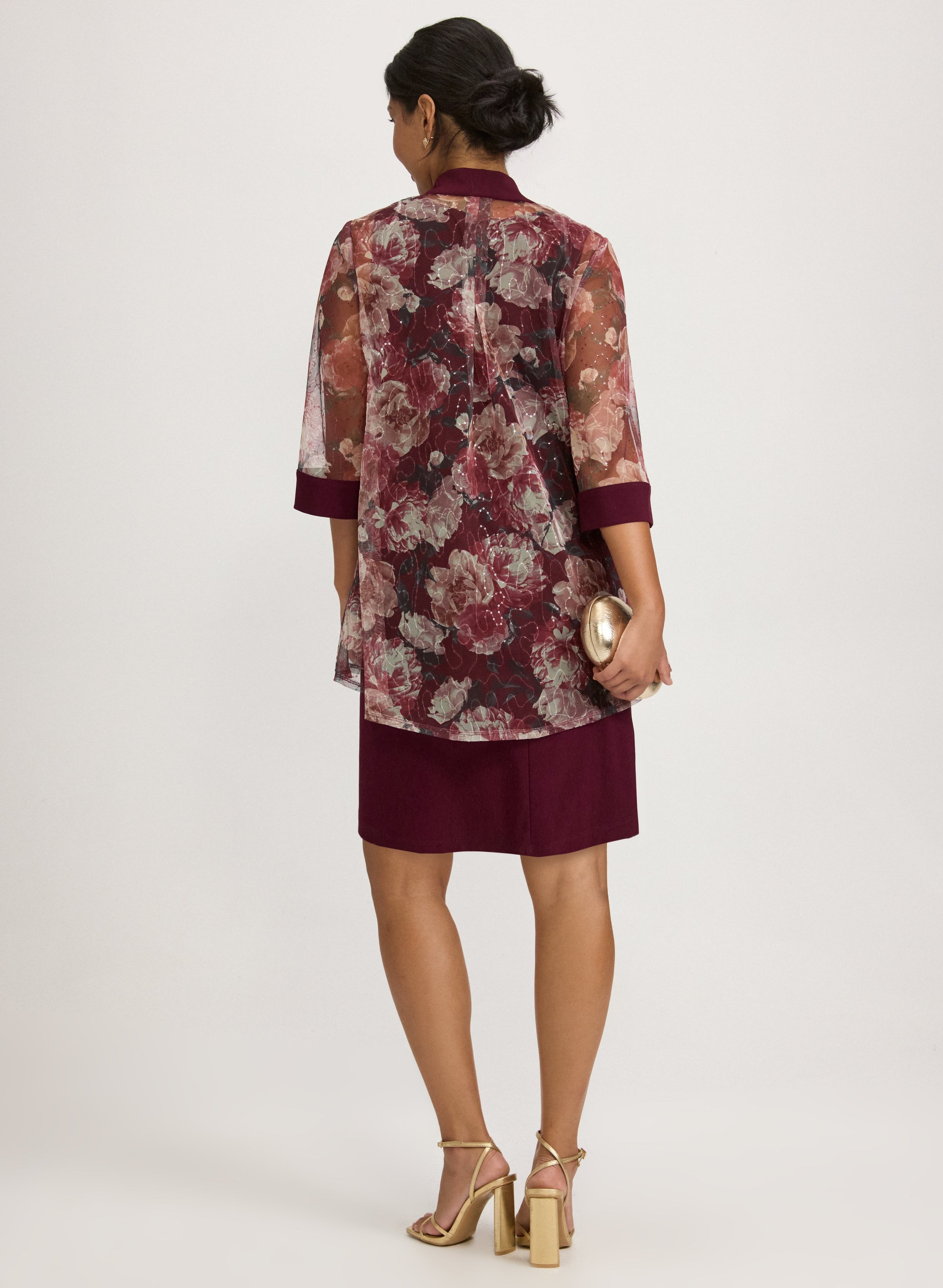 Floral Mesh Jacket & Dress Set