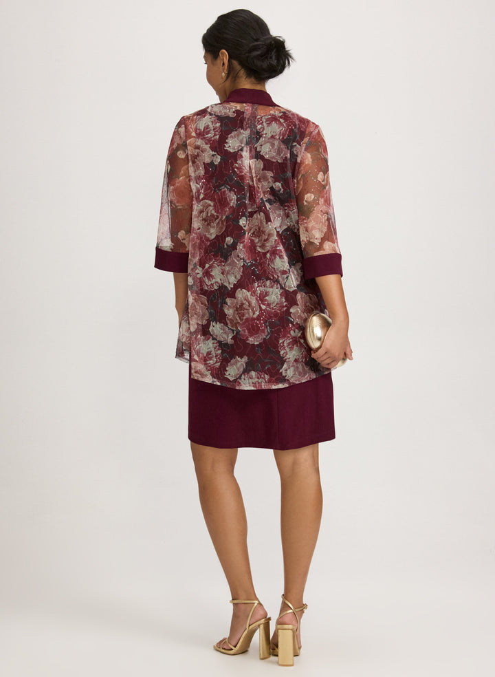 Floral Mesh Jacket & Dress Set