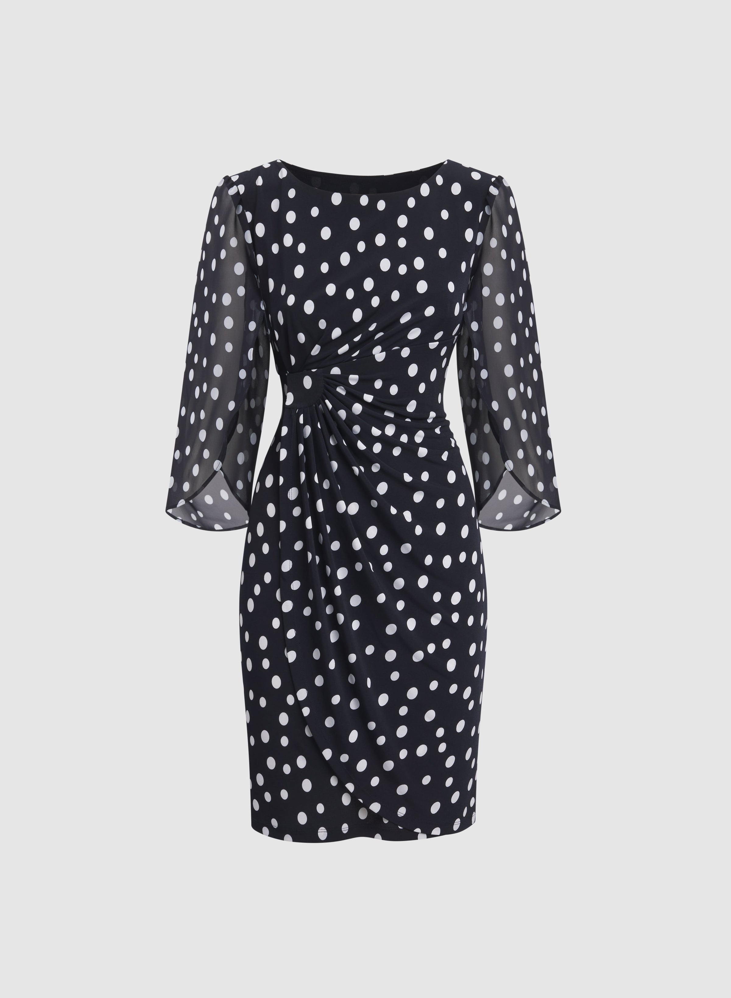 Polka Dot Cape Sleeve Dress
