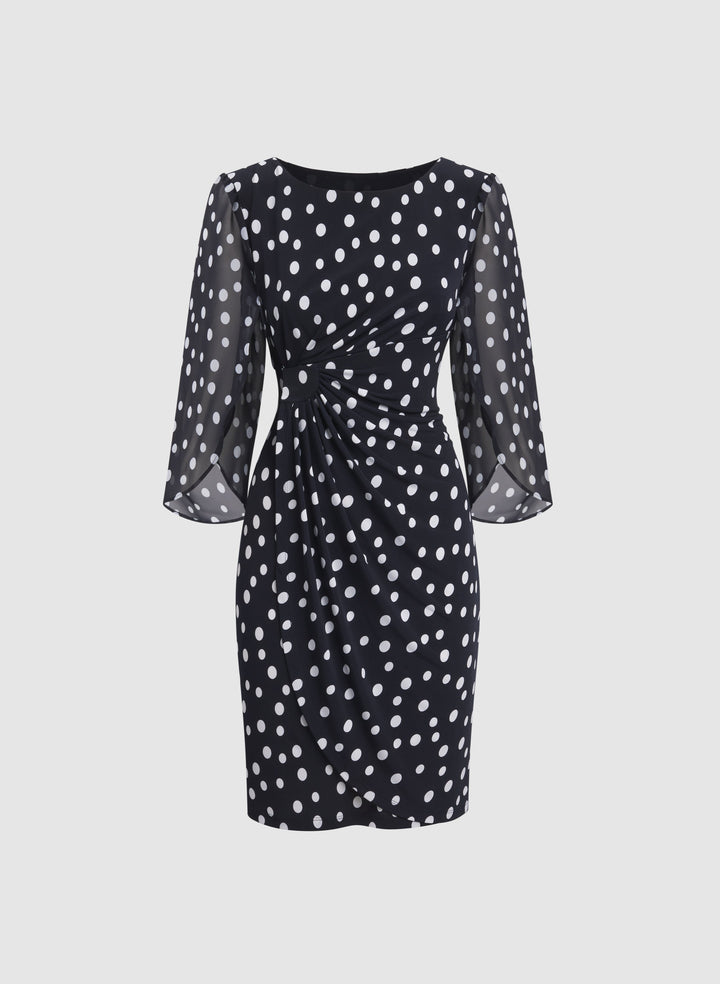 Polka Dot Cape Sleeve Dress