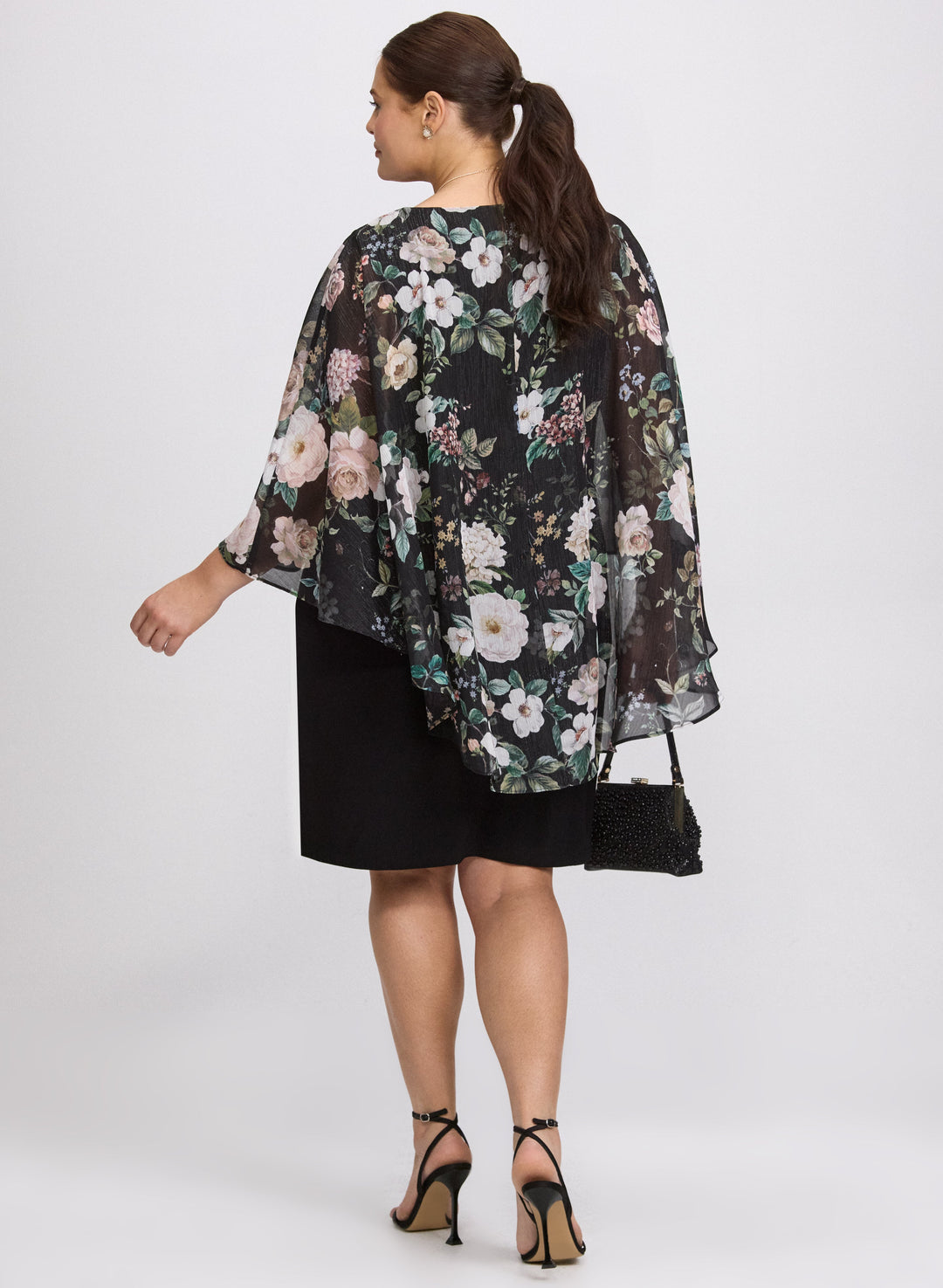 Floral Capelet Overlay Dress