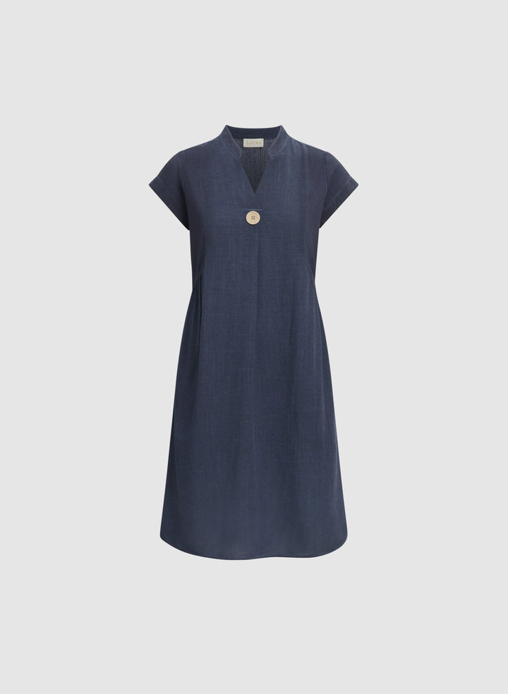 Linen-Blend Pocket Dress