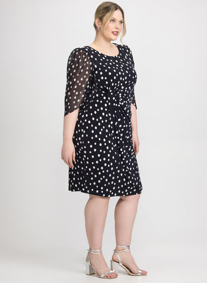 Polka Dot Cape Sleeve Dress
