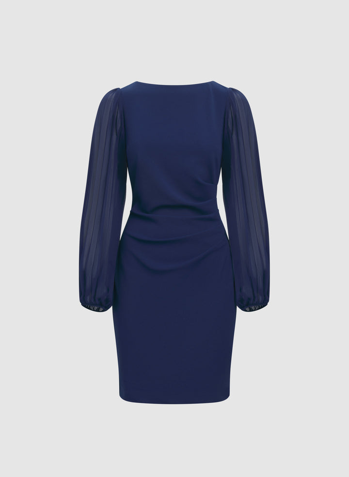 Pleated Chiffon Sleeve Dress