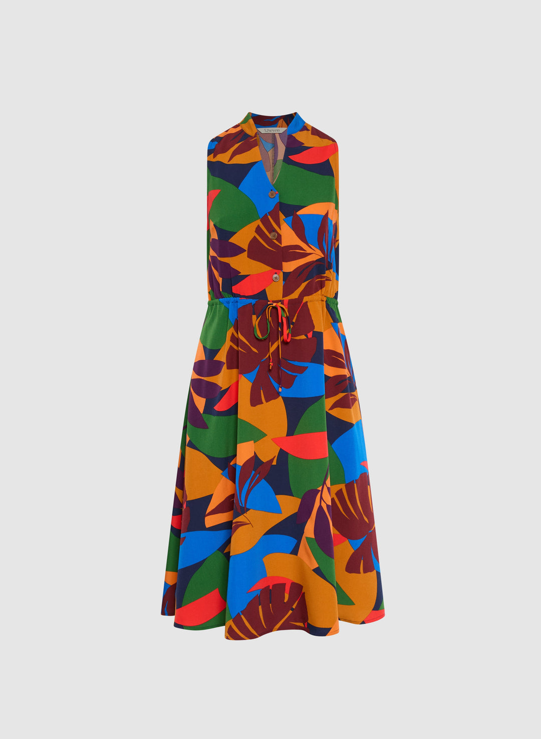 Tropical Drawstring Waist Dress