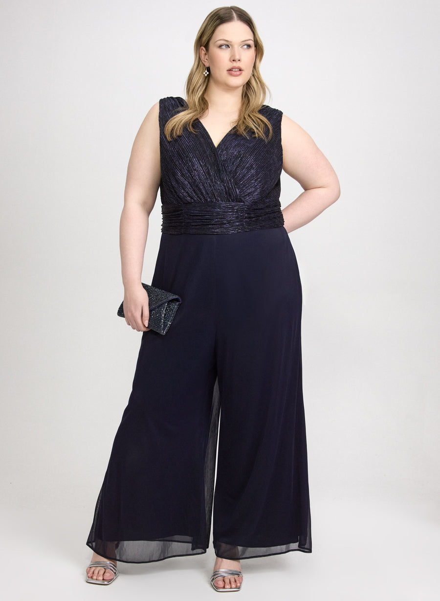 Metallic Wide-Leg Jumpsuit