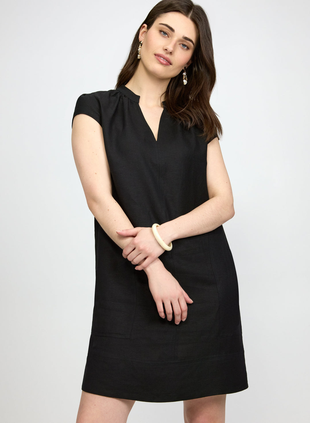 Straight Linen-Blend Dress