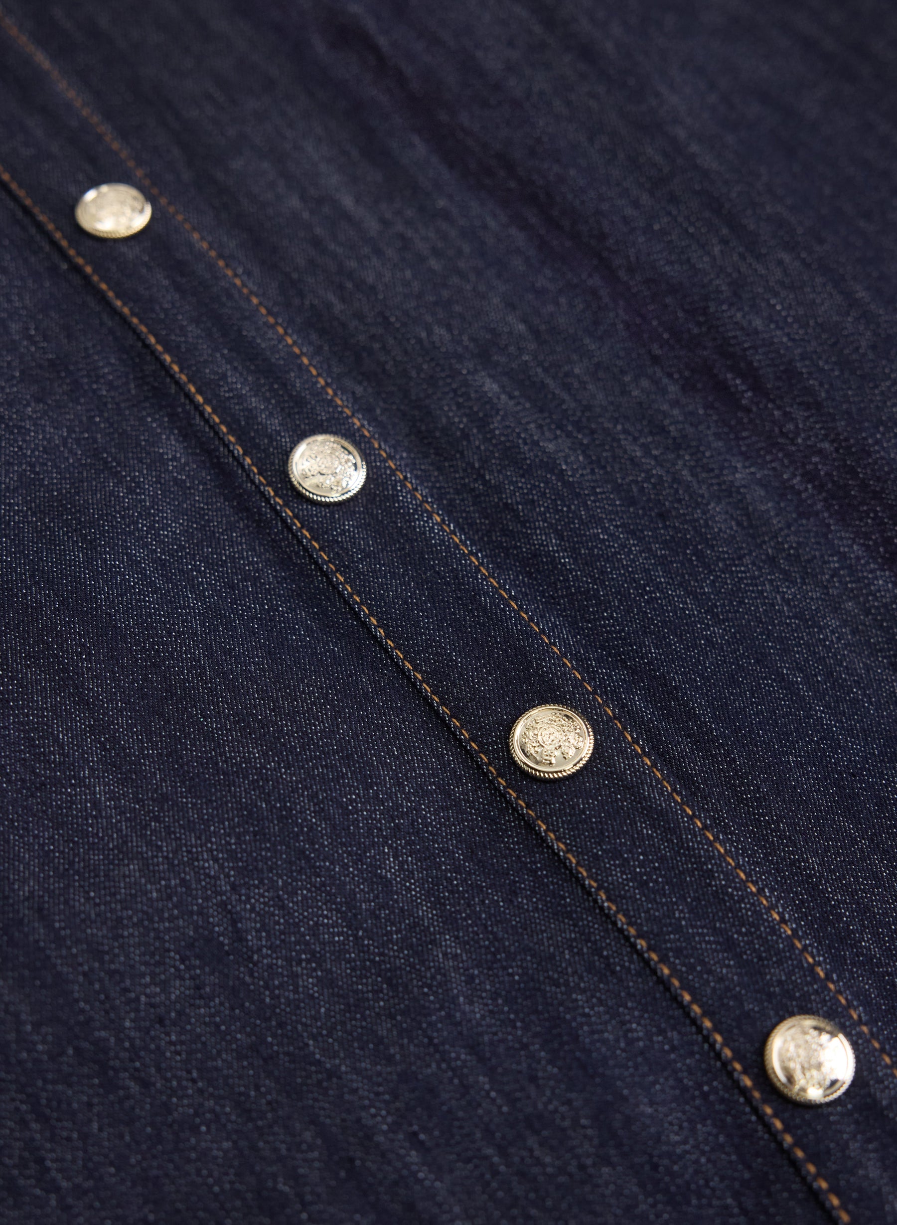 Belted Denim Button-Down Midi Dress