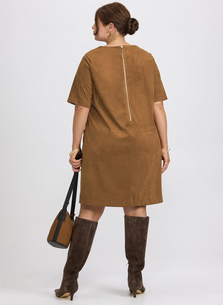 Faux-Suede Shirt Dress