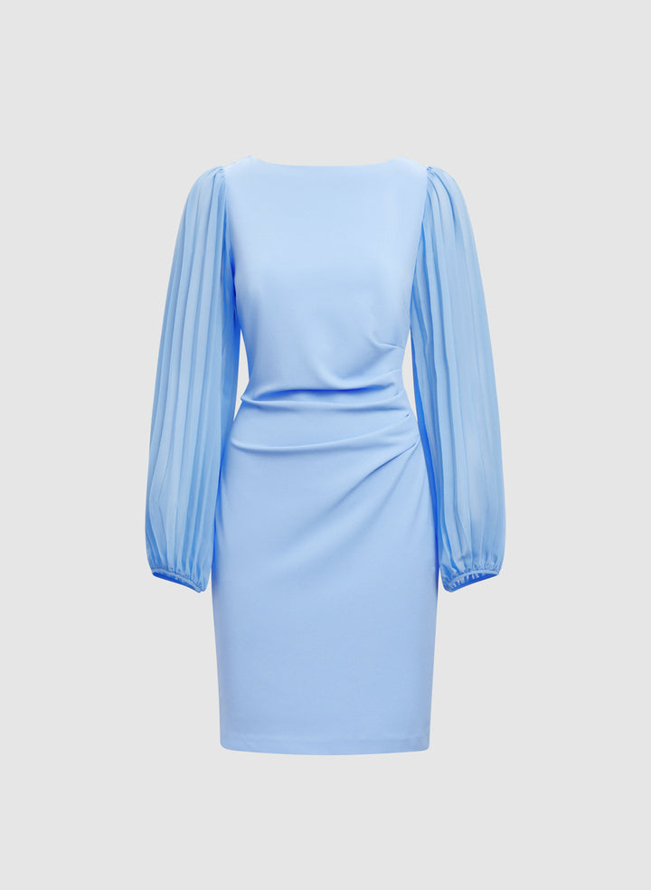 Pleated Chiffon Sleeve Dress