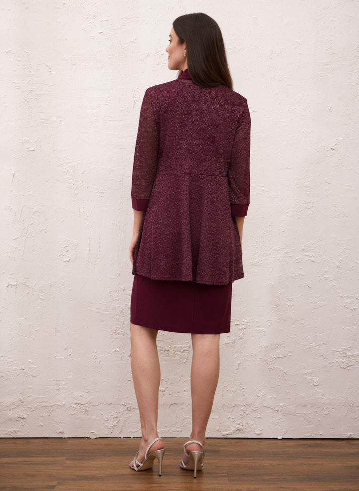 Metallic Cardigan, Dress & Necklace Set