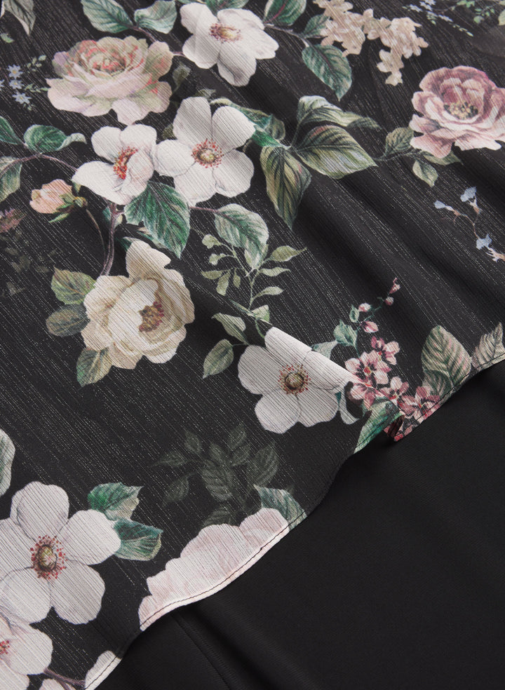 Floral Capelet Overlay Dress