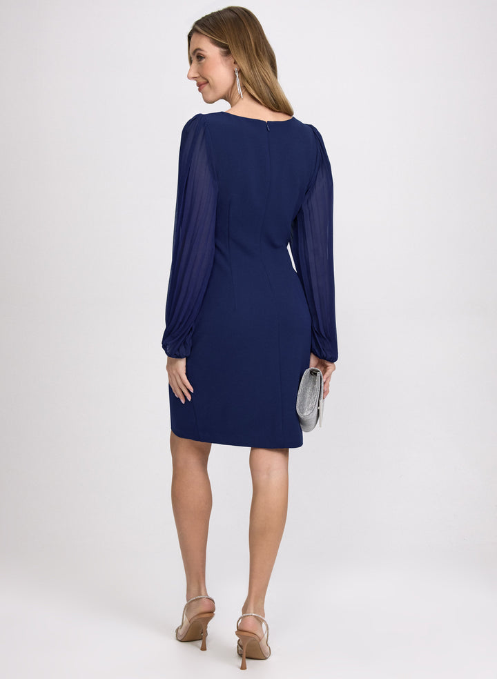 Pleated Chiffon Sleeve Dress