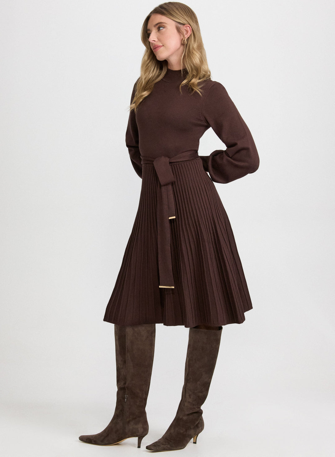 Pleated Sweater Dress