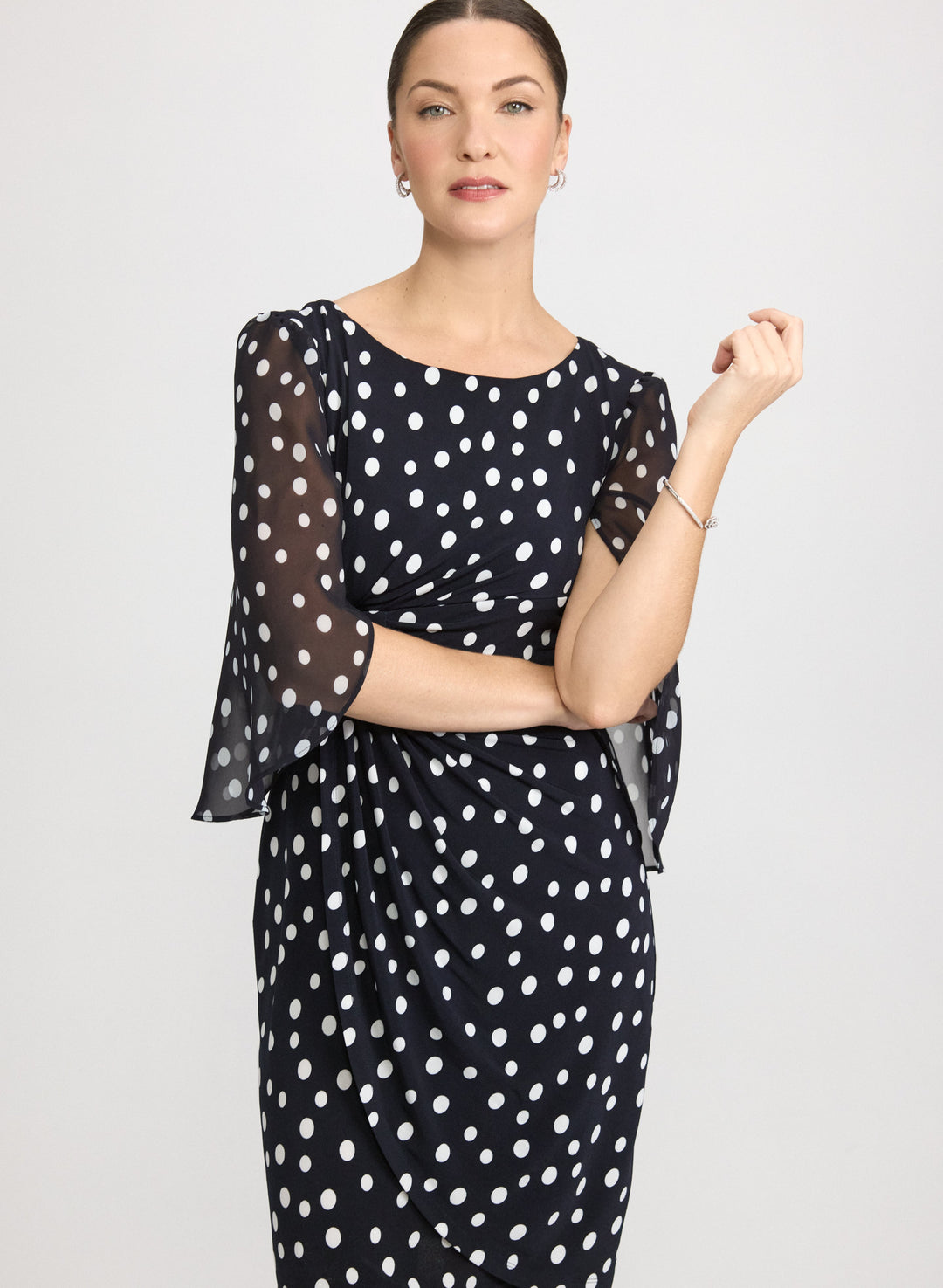 Polka Dot Cape Sleeve Dress