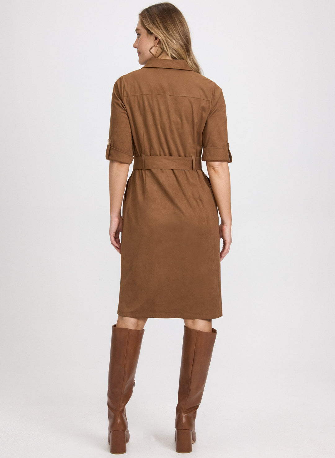 Faux-Suede Shirt Dress
