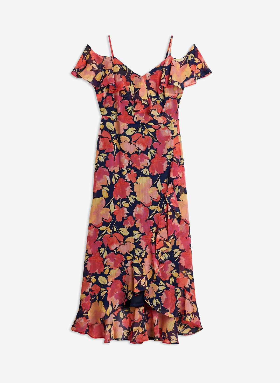 Ruffle Detail Floral Print Dress