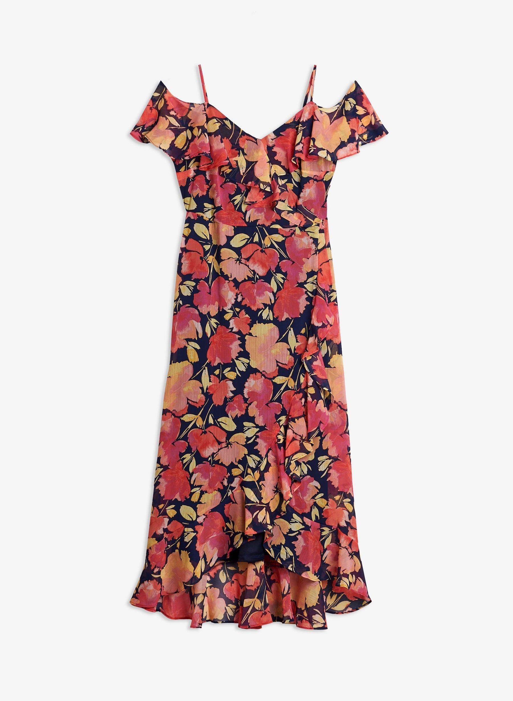 Ruffle Detail Floral Print Dress