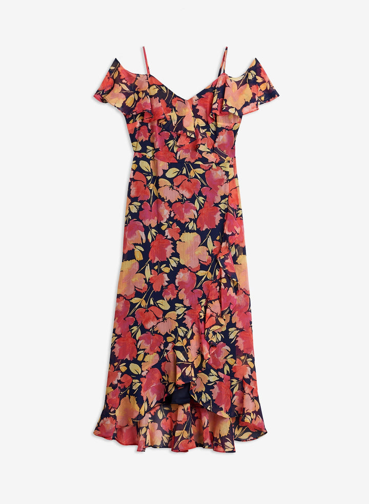 Ruffle Detail Floral Print Dress