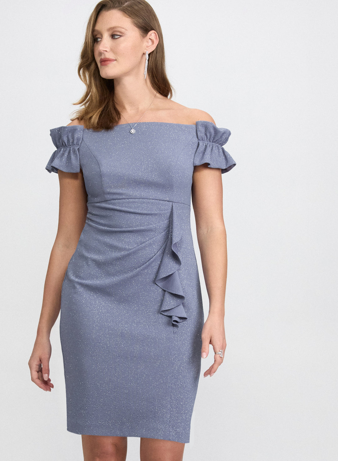 Off-The-Shoulder Glitter Dress