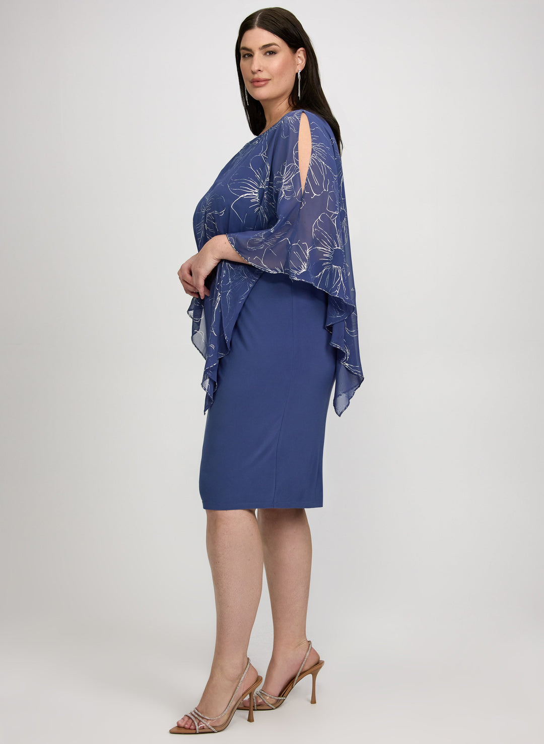 Metallic Floral Overlay Dress