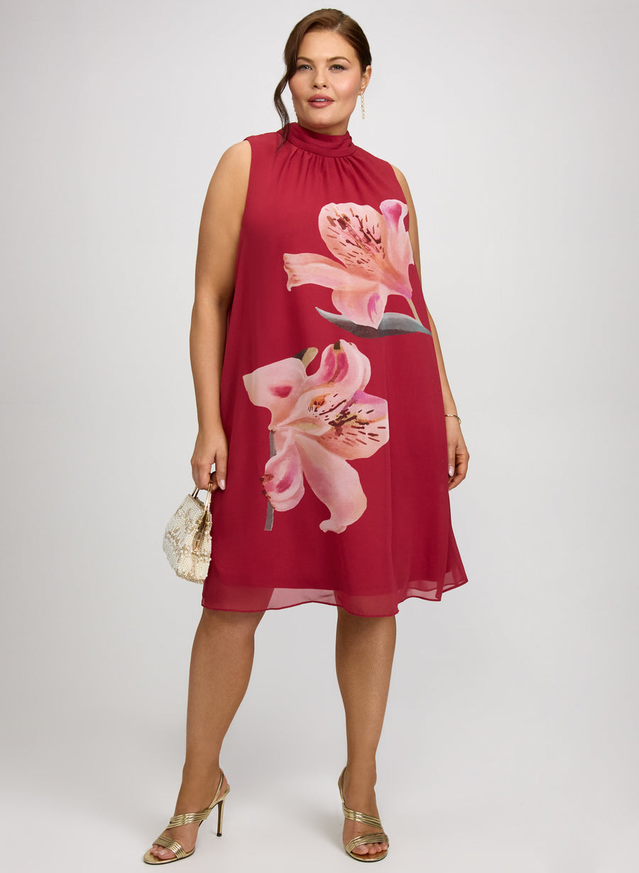 Lily Print Chiffon Dress