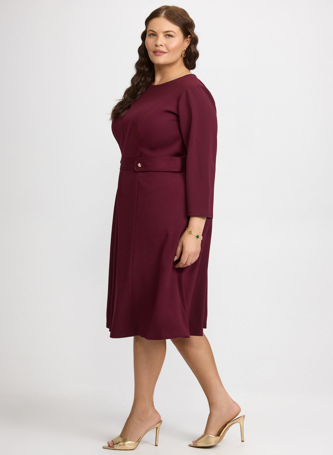 Buttoned-Tab Detail Dress