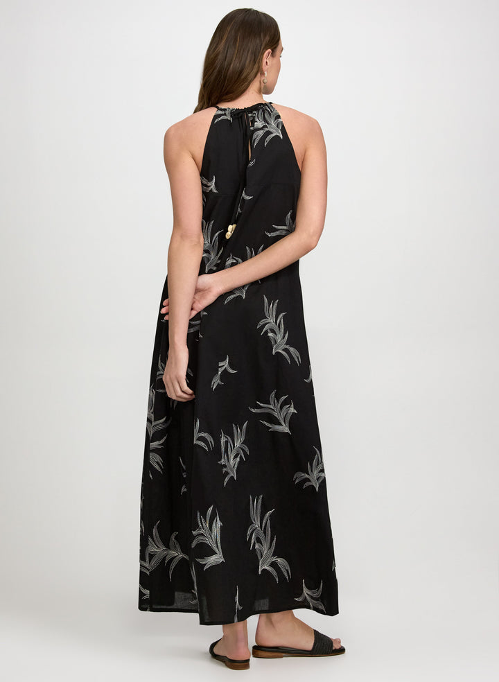 Leaf Embroidered Maxi Dress