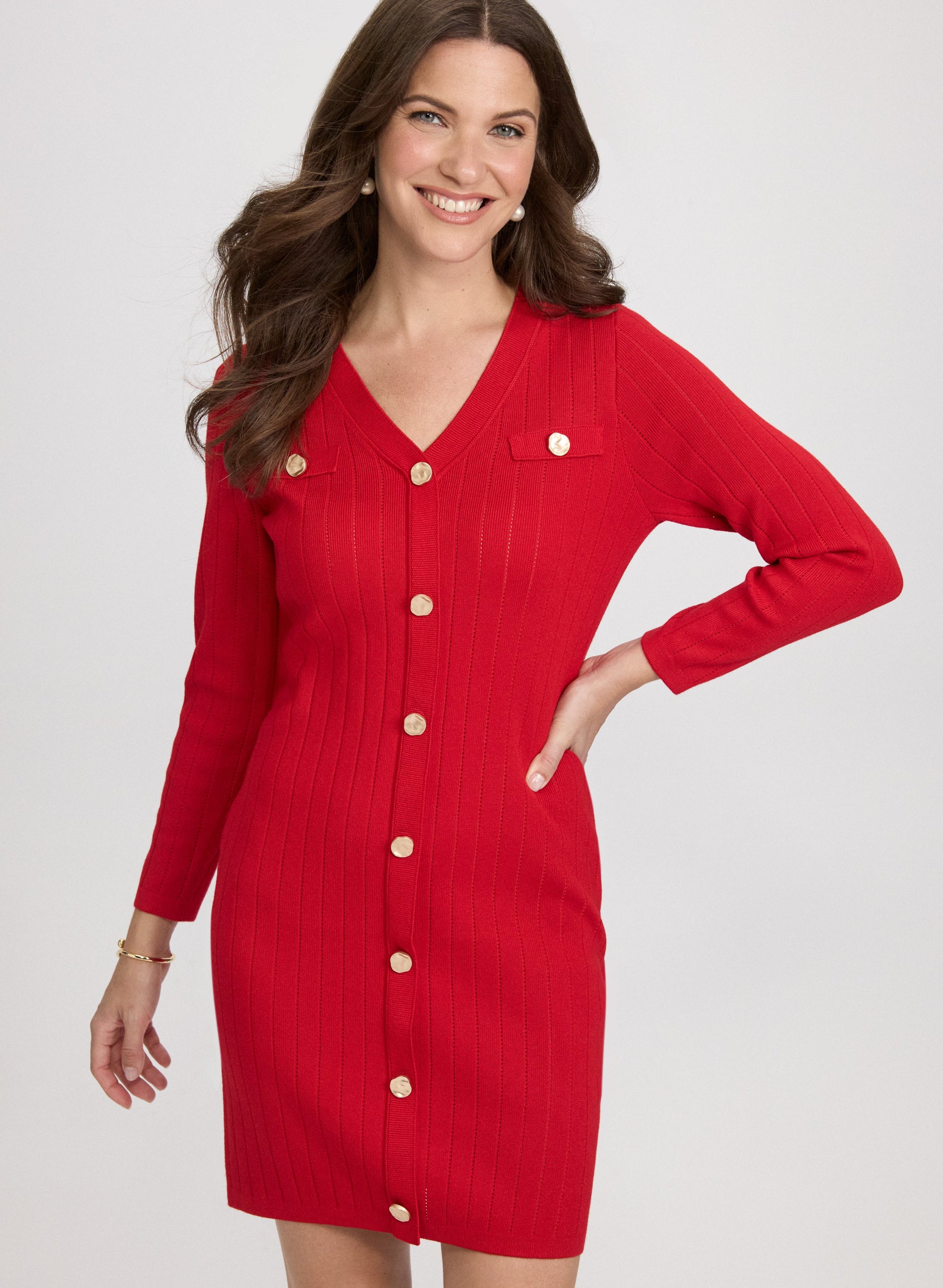 Button-Down Sweater Dress