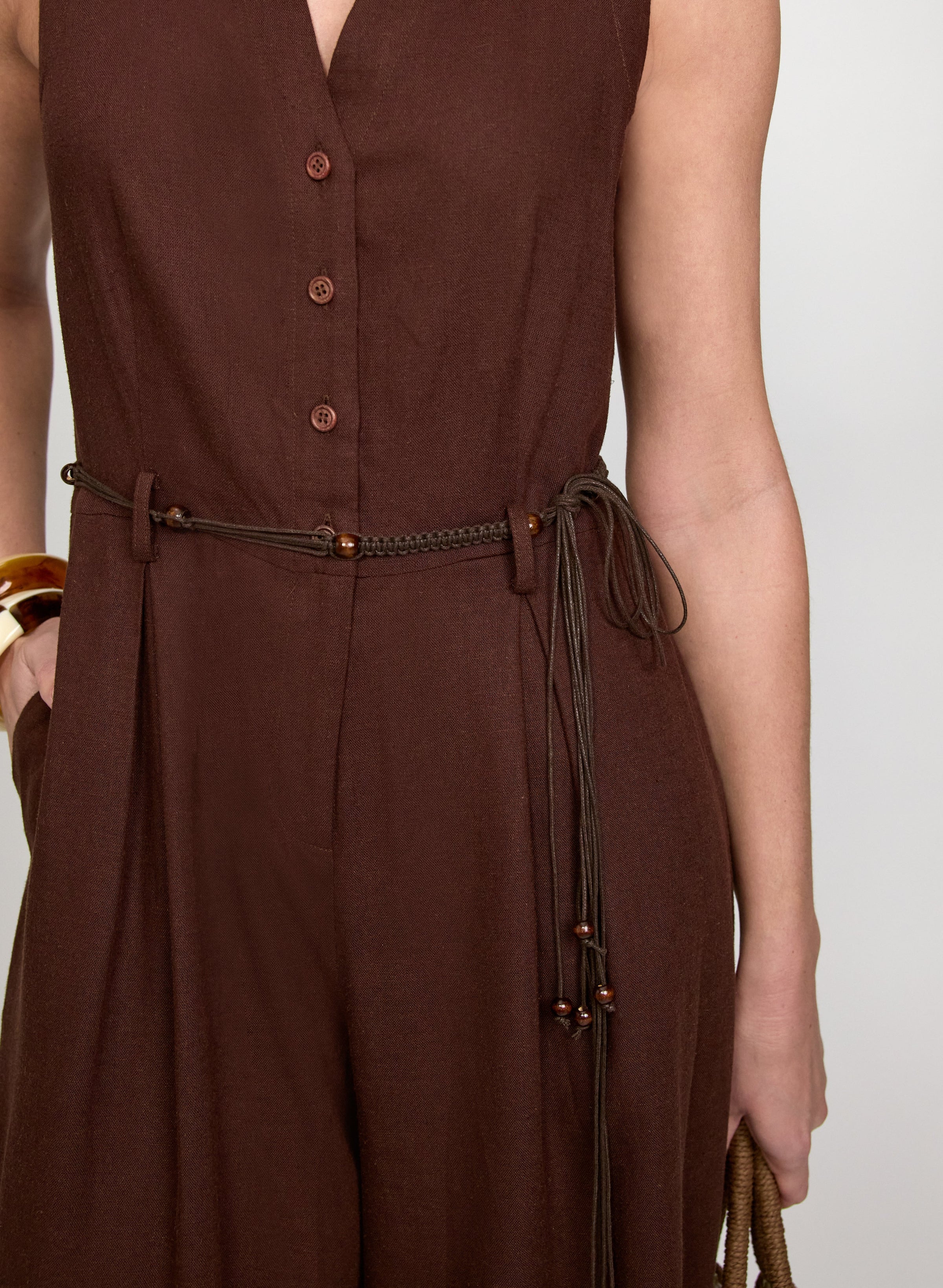 Wide-Leg Belted Jumpsuit
