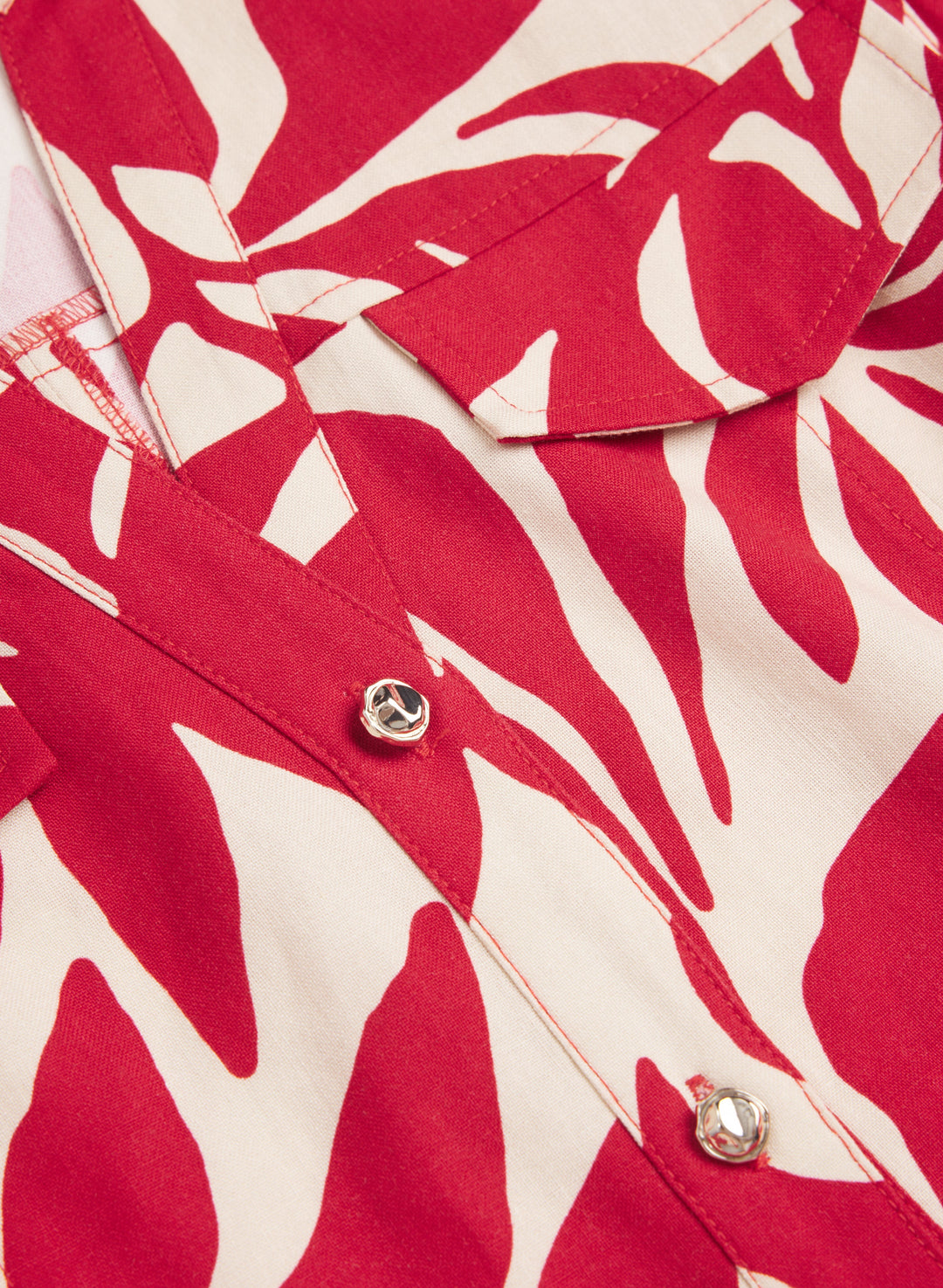 Leaf Print Linen-Blend Dress