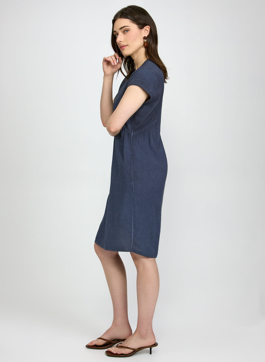 Linen-Blend Pocket Dress