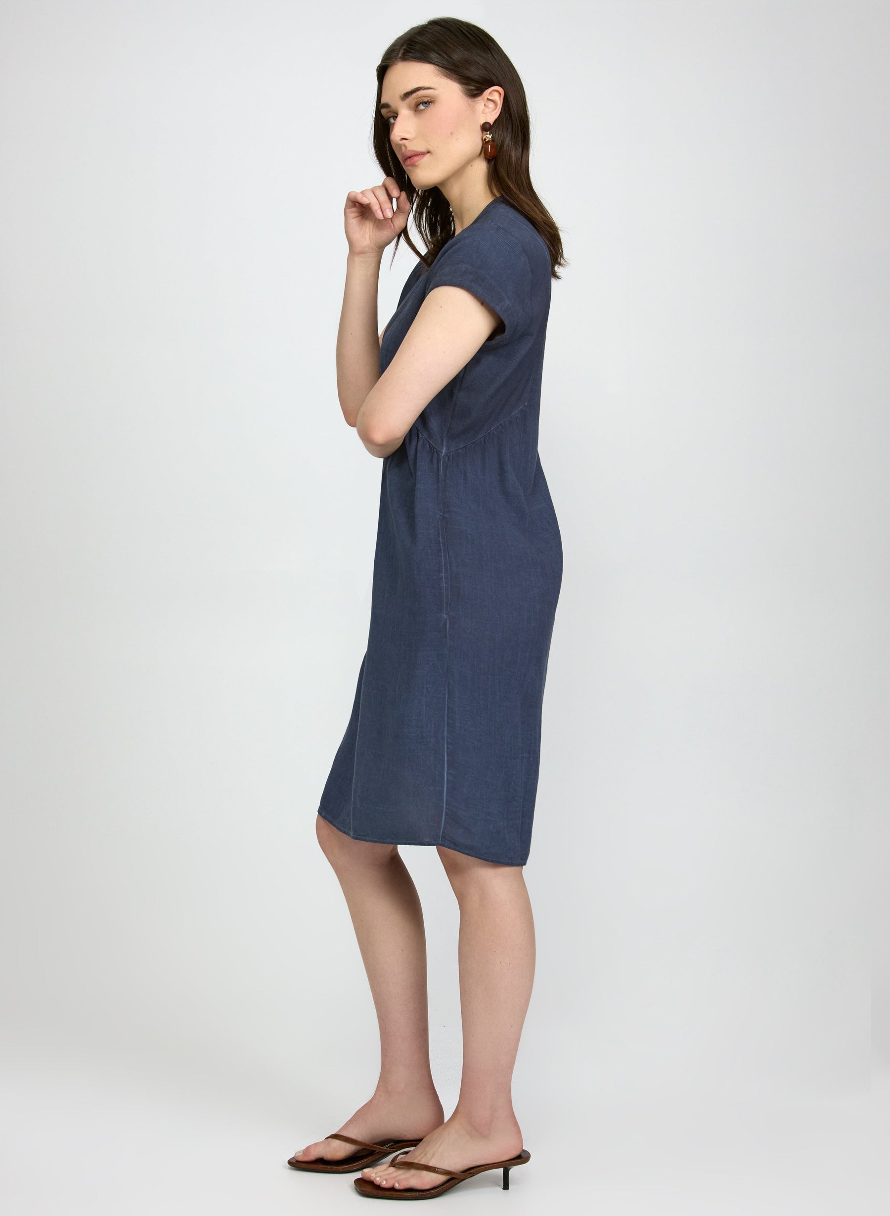 Linen-Blend Pocket Dress