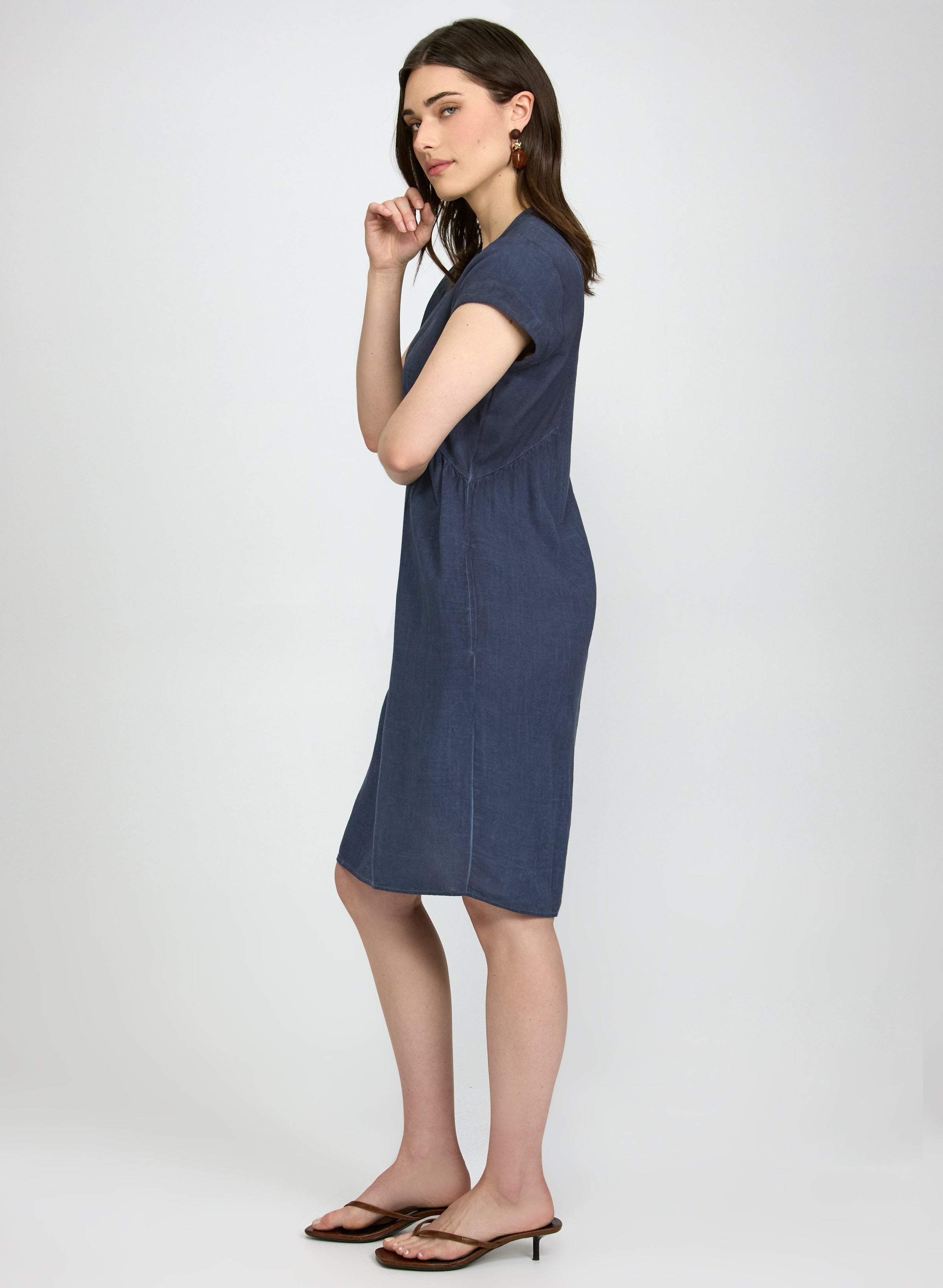 Linen-Blend Pocket Dress