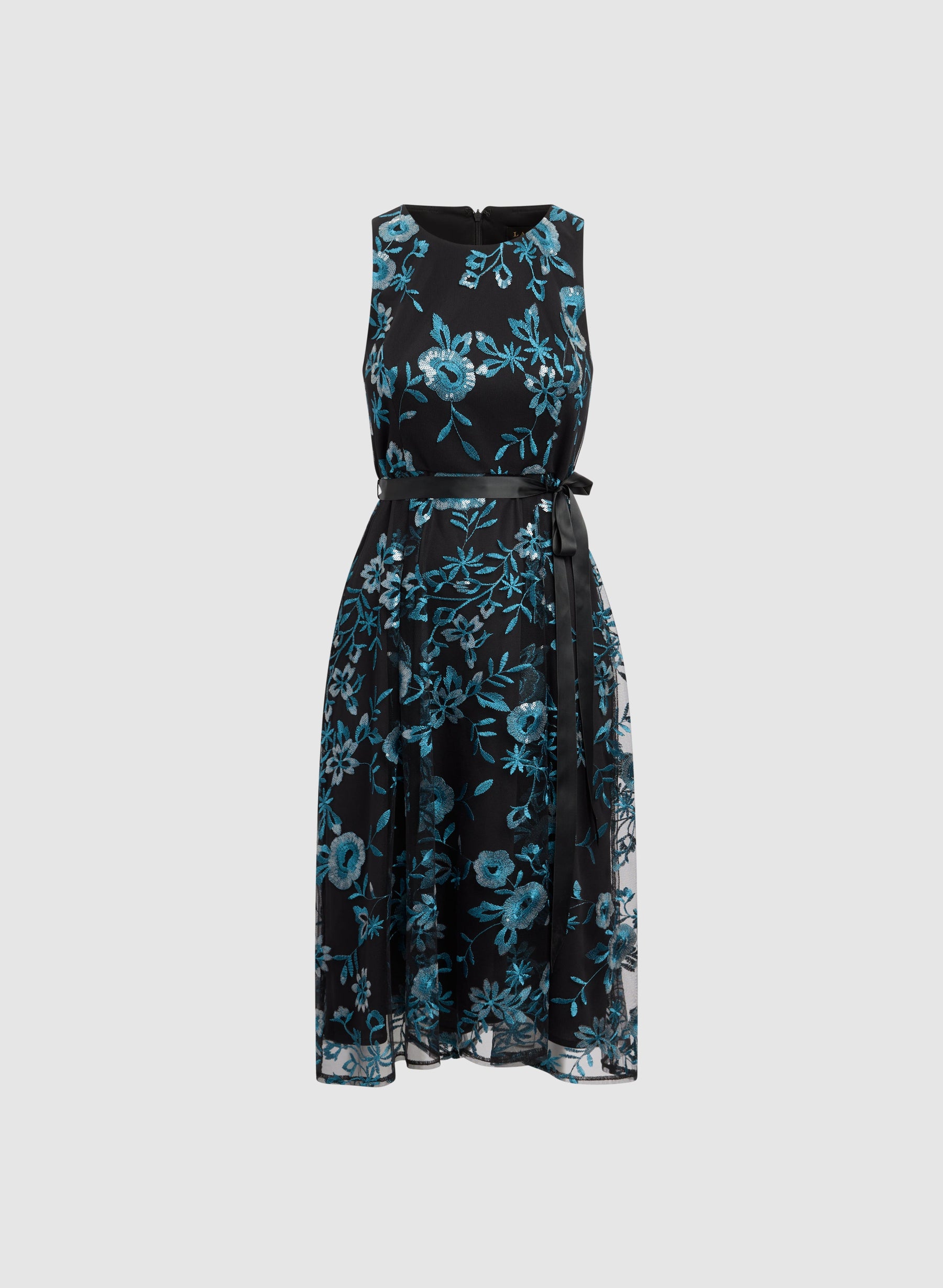 Sequined Floral Embroidery Dress