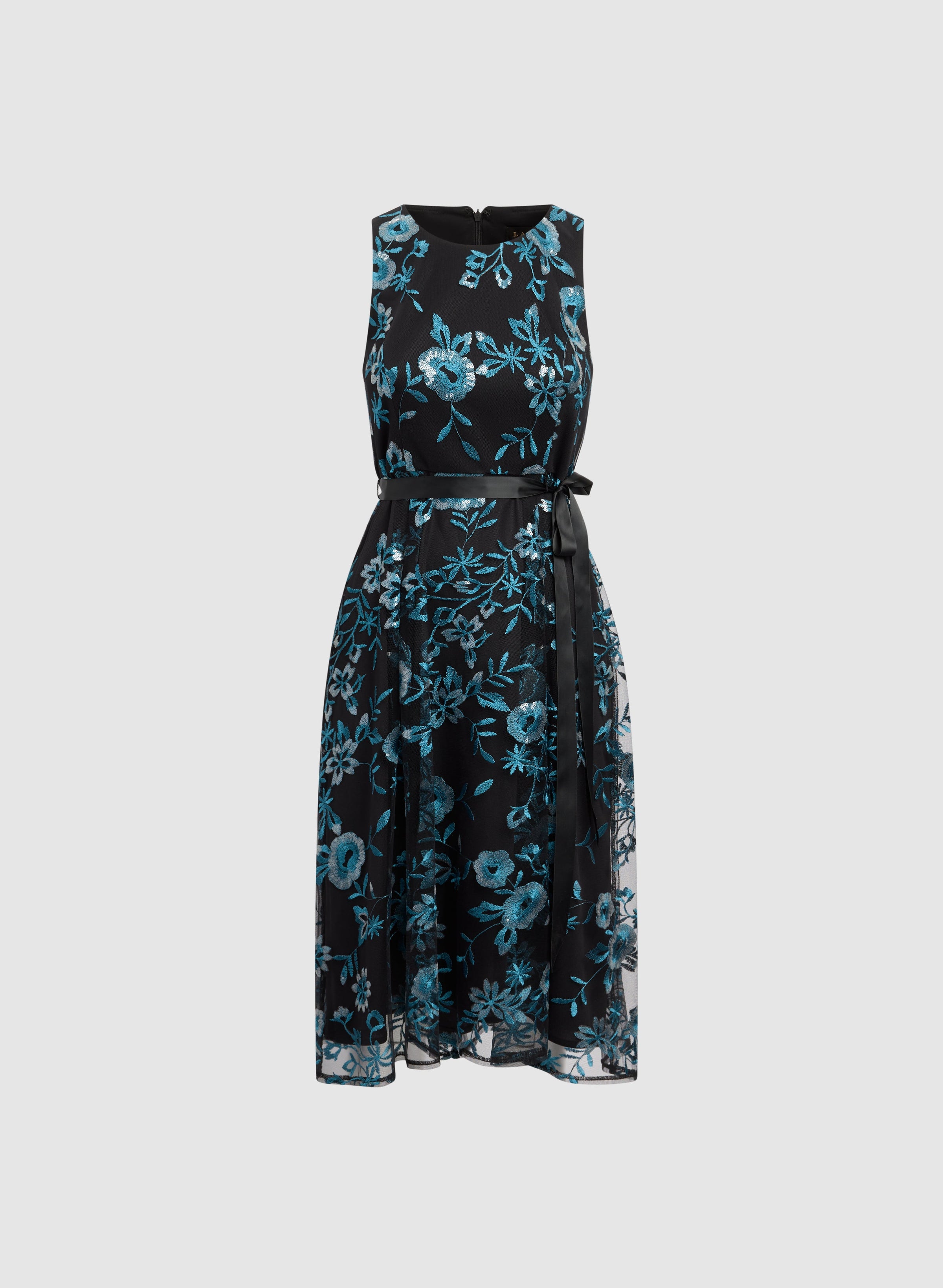 Sequined Floral Embroidery Dress