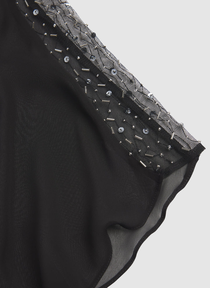 Beaded Capelet Overlay Dress
