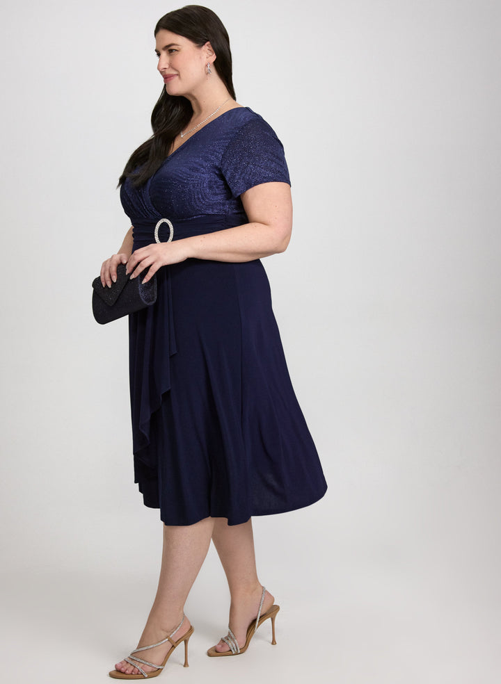 Wrap Brooch Detail Dress