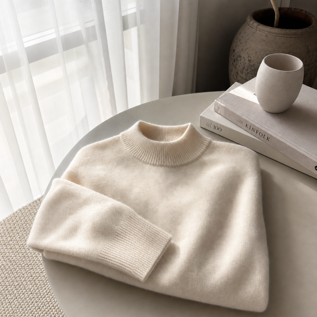 Callista | Women's Cashmere Sweater - Crew Neck Ribbed Trim Soft Knit