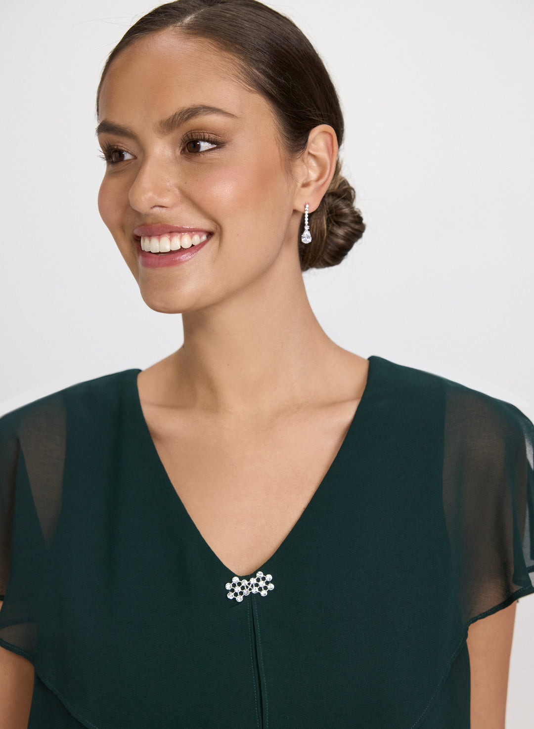 Tiered Brooch Embellished Dress