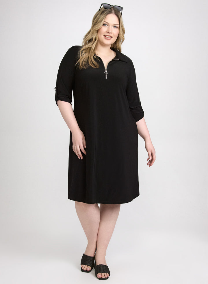 Half-Zip Jersey Dress