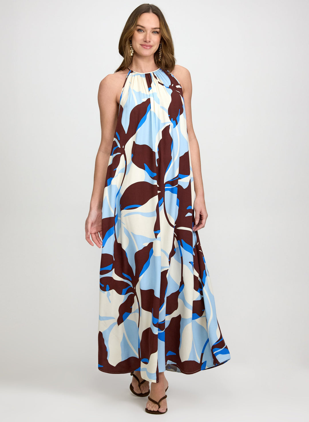 Leaf Print Maxi Dress