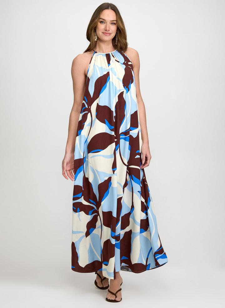 Leaf Print Maxi Dress