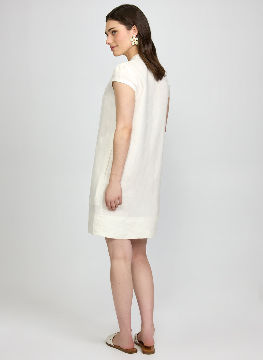 Straight Linen-Blend Dress