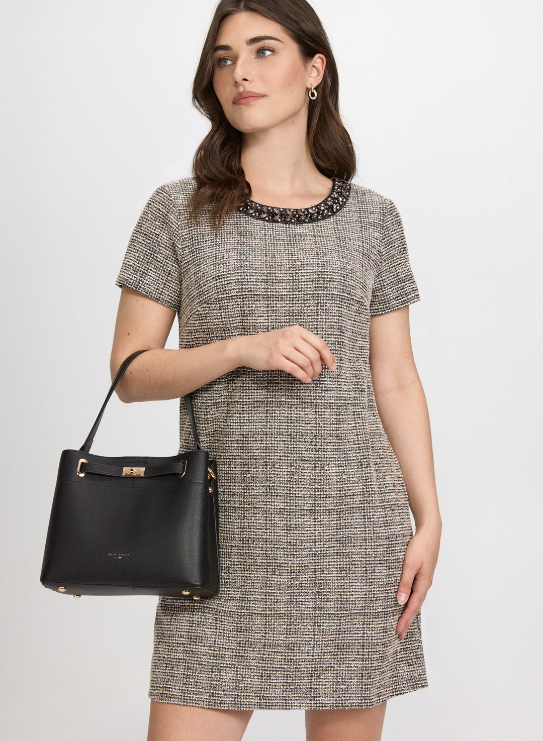 Embellished Tweed Dress