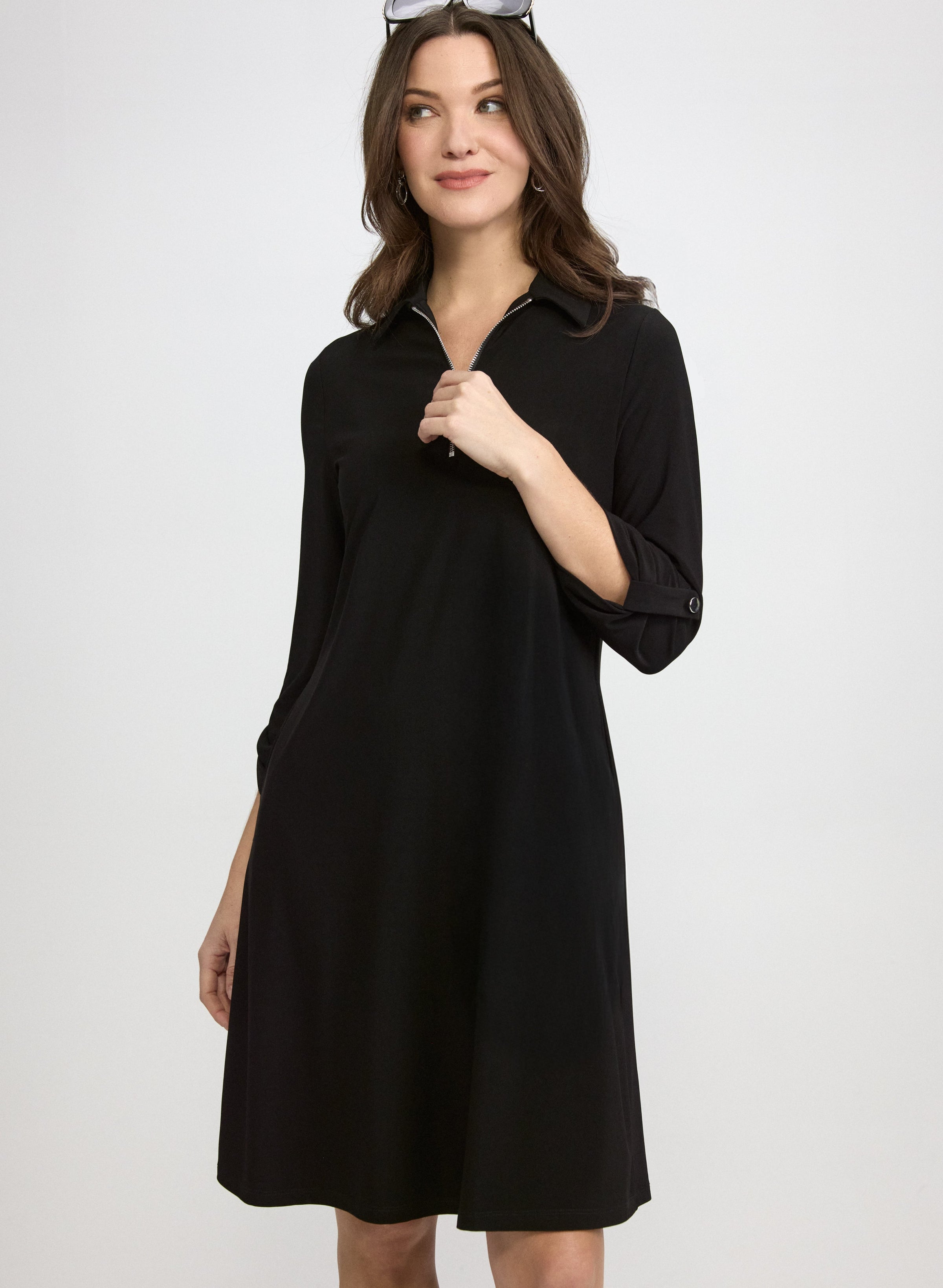 Half-Zip Jersey Dress