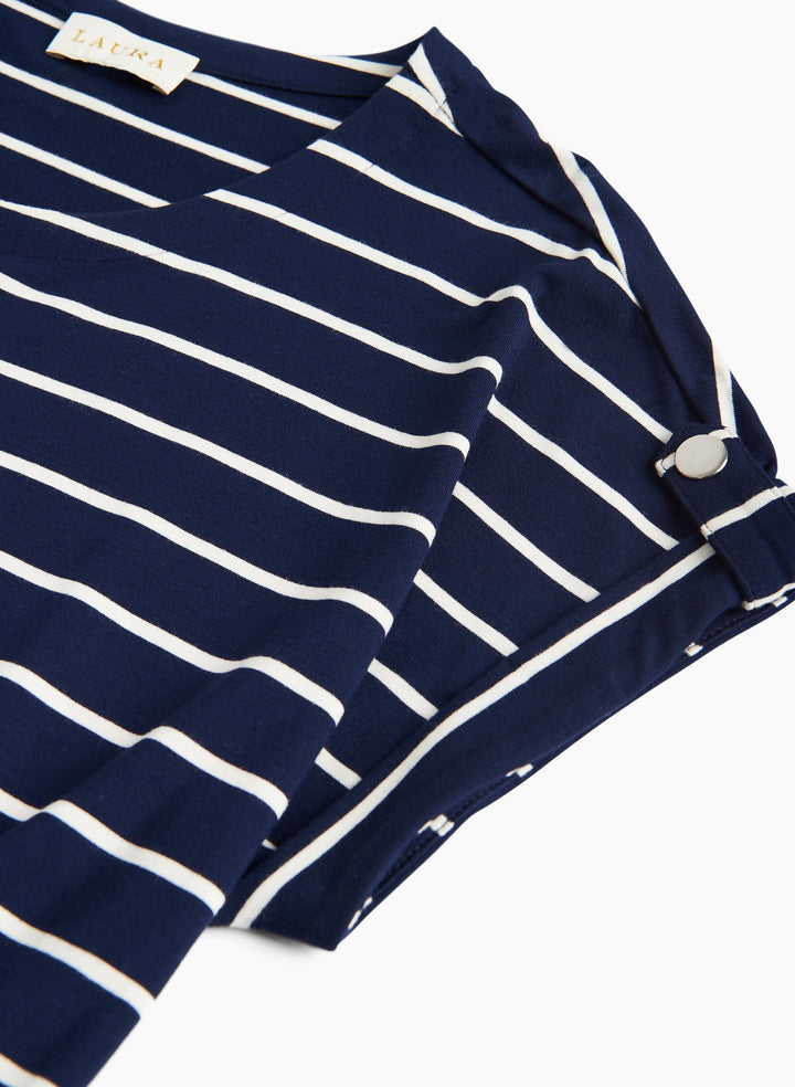Boat Neck Stripe Print Dress