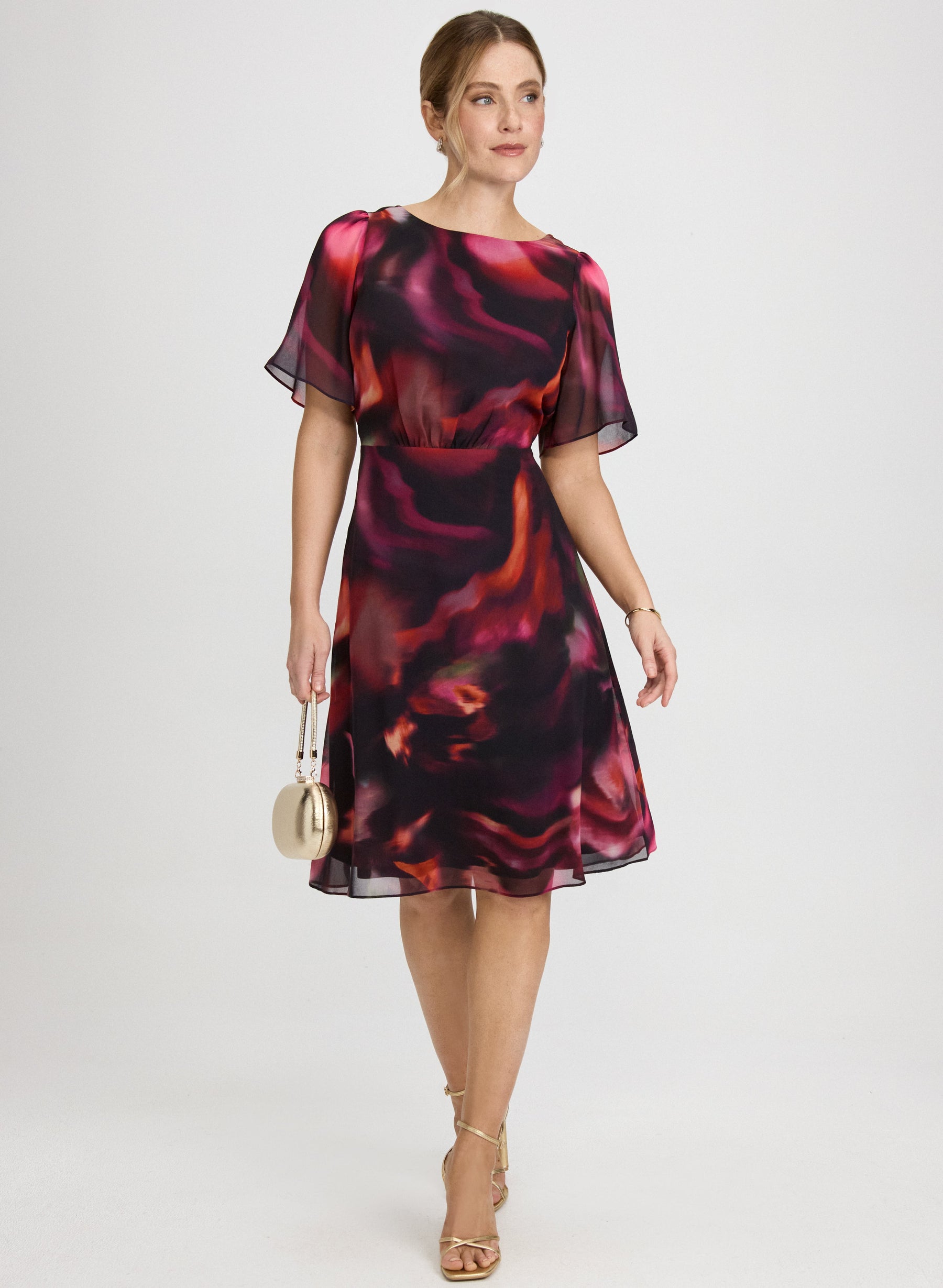 Abstract Chiffon Dress